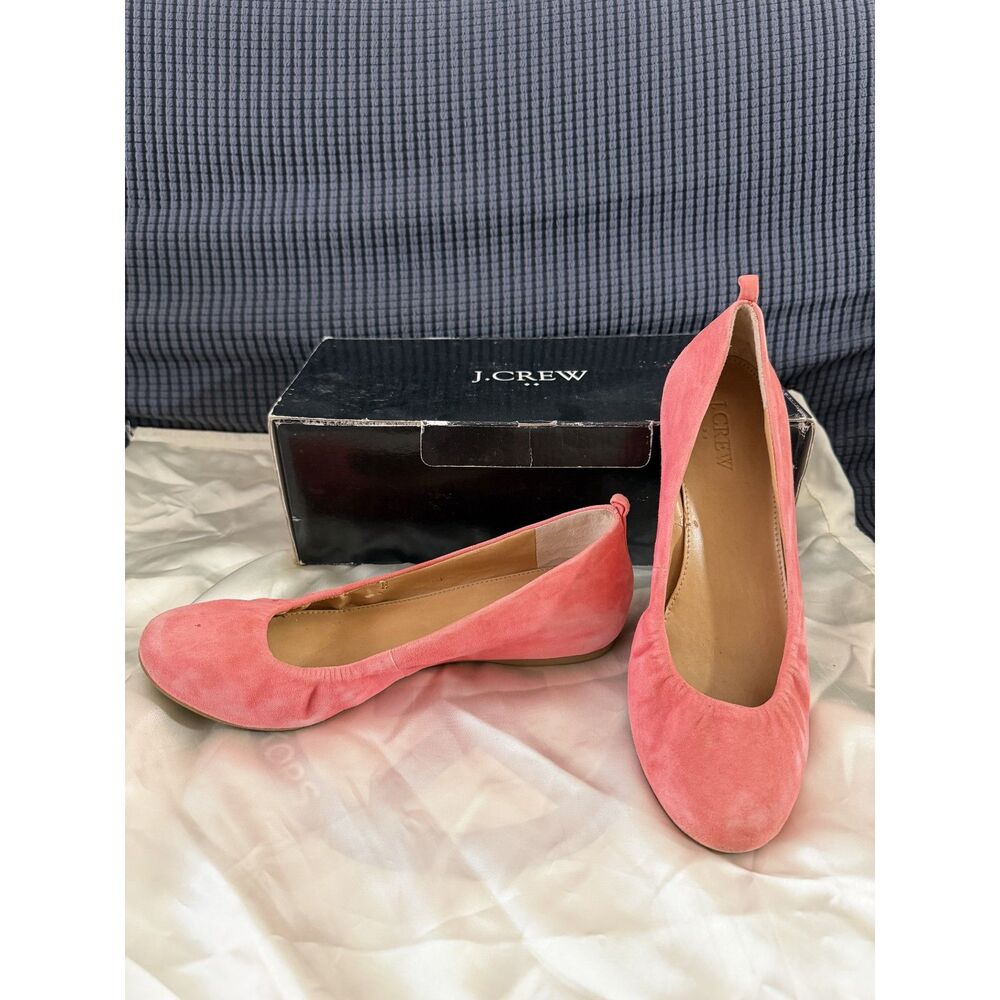 J.Crew - Suede Ballet Flats Coral Pink US 7 - New Never Worn with Box